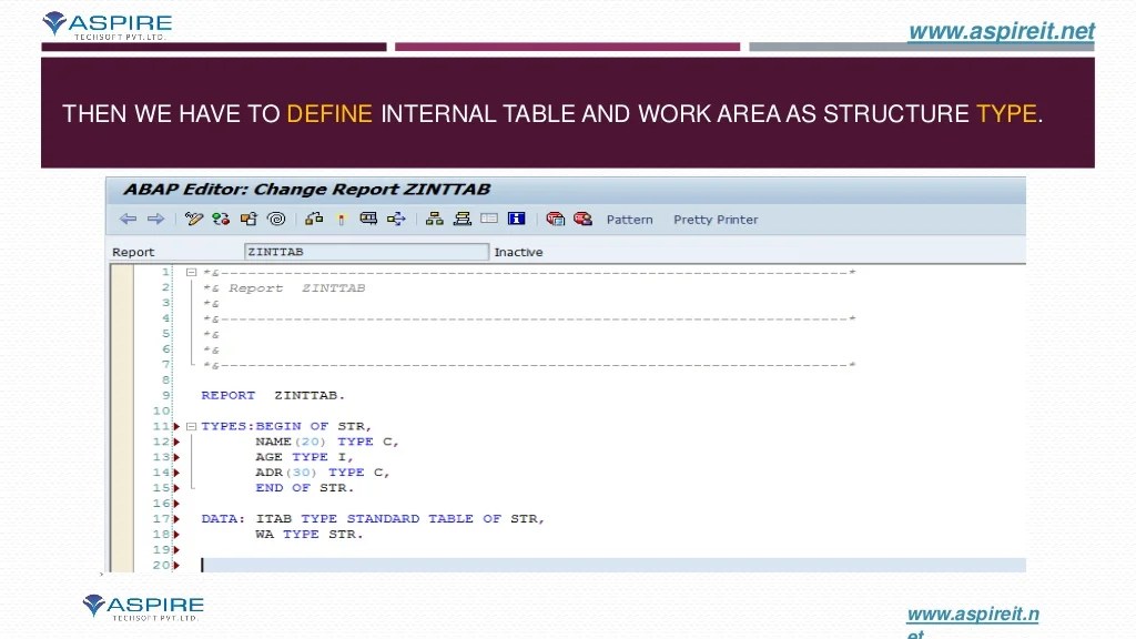 How to create internal table in sap abap sap abap training Best SA…