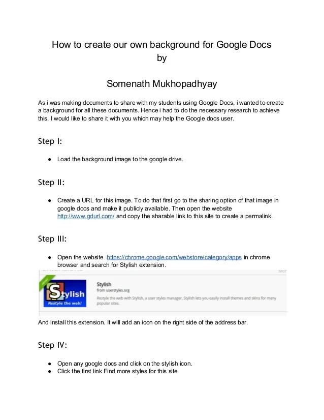 How to create your own background for google docs