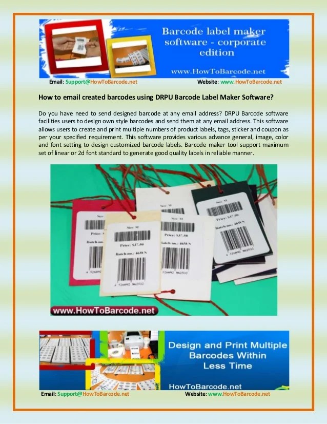 How to email created barcodes using drpu barcode label maker software