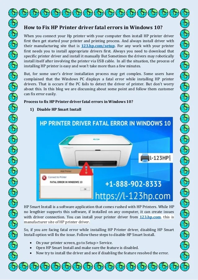 How to fix hp printer driver fatal errors in windows 10