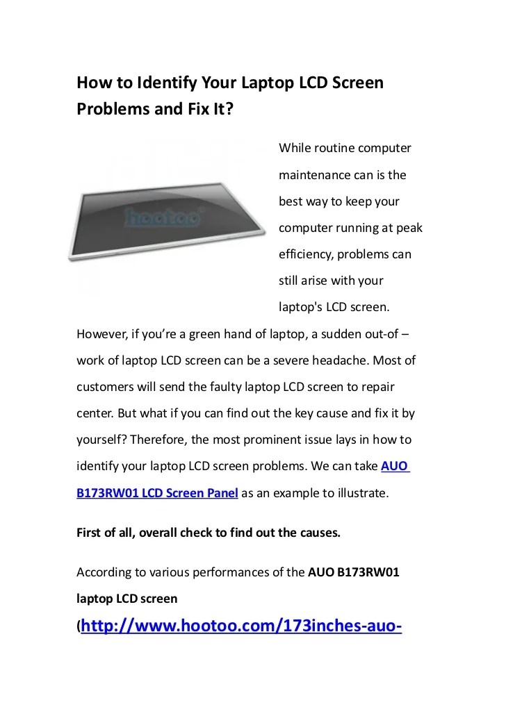 How to identify your laptop lcd screen problems and fix it