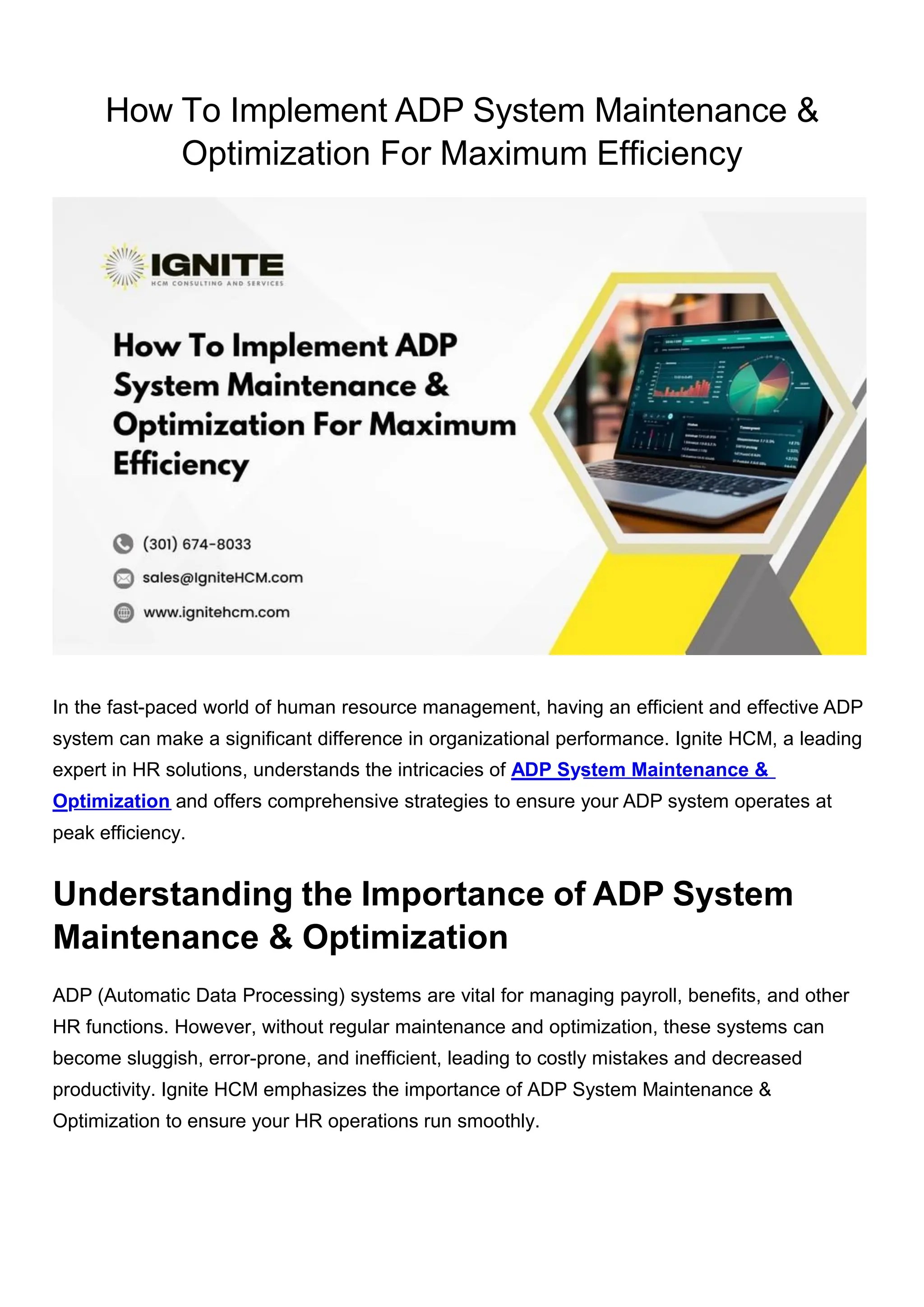 How To Implement ADP System Maintenance & Optimization For Maximum