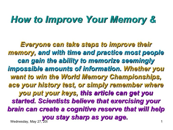 How To Improve Your Memory