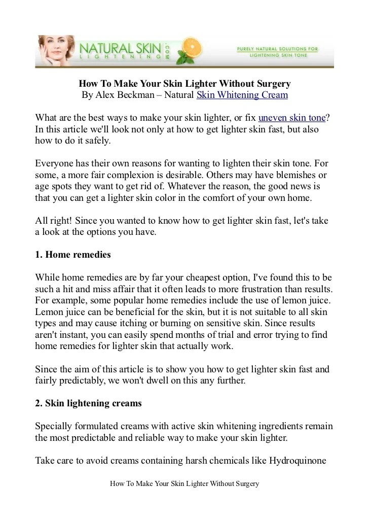 How to Make Your Skin Lighter Without Surgery