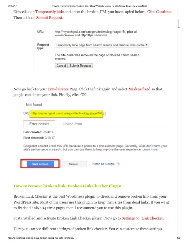 How to remove broken link in your blog website using two different tools