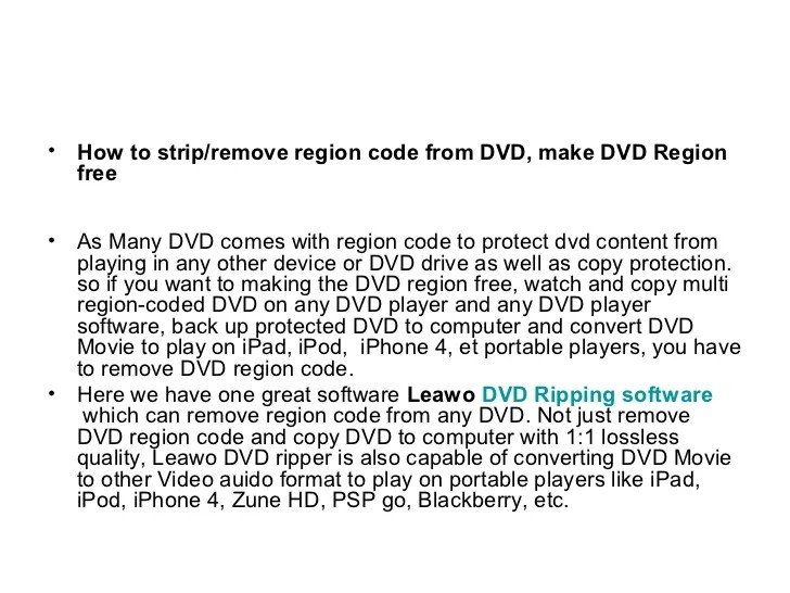 How to remove dvd region code