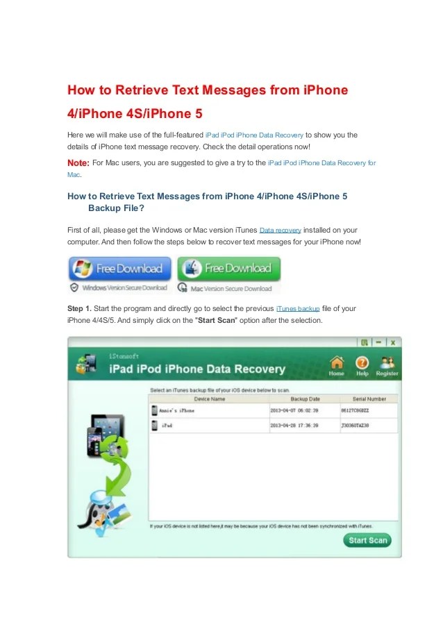 How to Retrieve Deleted Text Messages from iPhone 4/4s/5/6