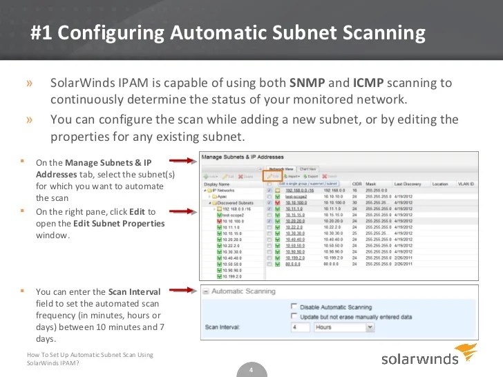 HowTo Automatic Scan Using SolarWinds IP Address Manager
