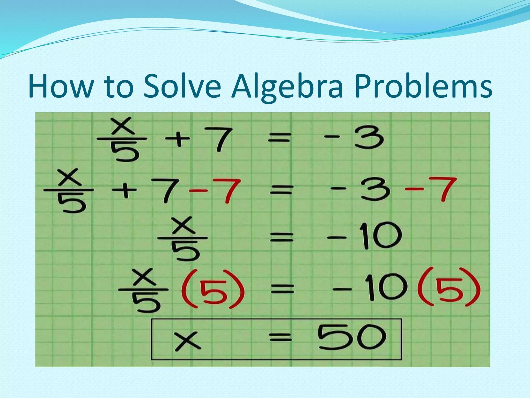 How to Solve Algebra Problems | PPT