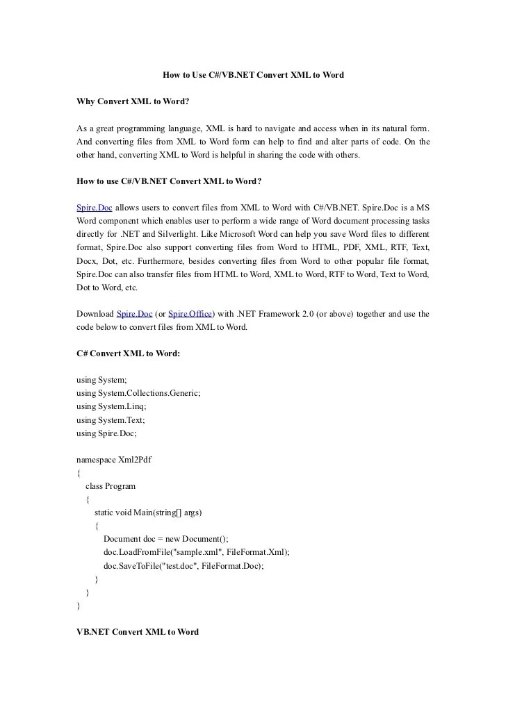 How to use convert xml to word