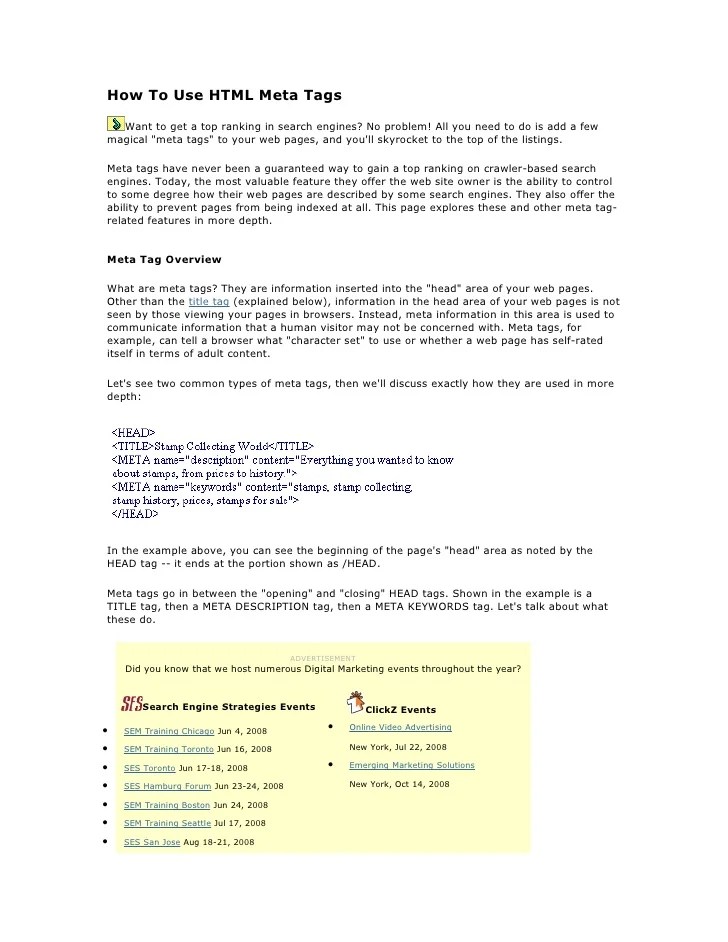 How To Use Html Meta Tags