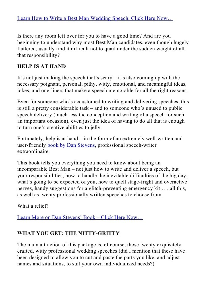 Pre written best man speeches free
