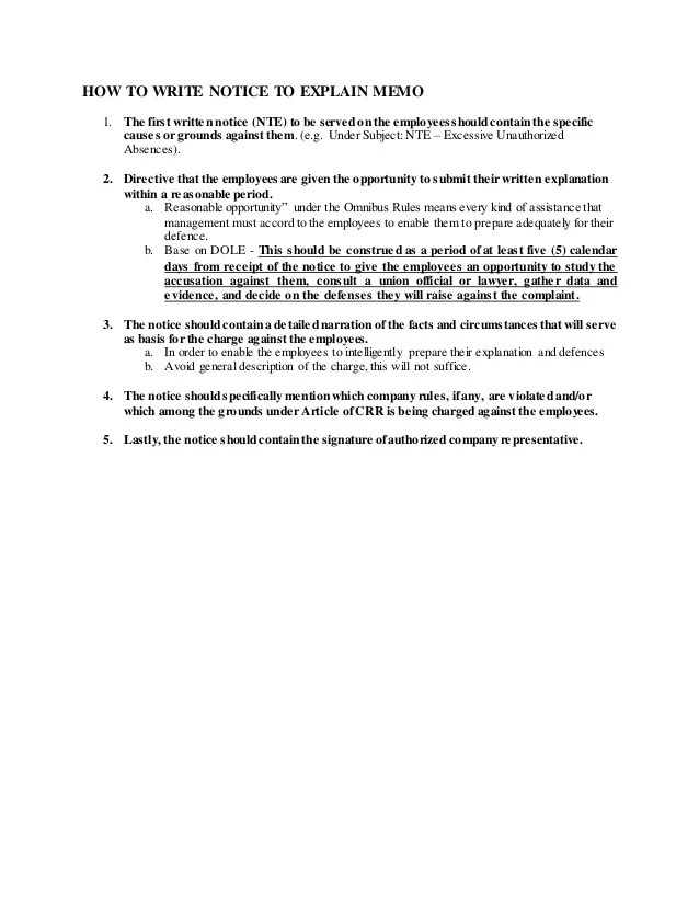 How to write notice to explain memo