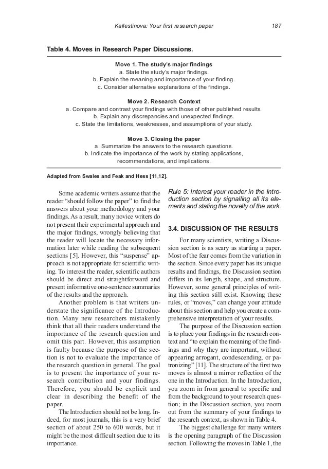HOW TO WRITE YOUR FIRST RESEARCH PAPER KALLESTINOVA