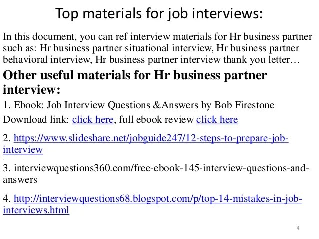 52 HR business partner interview questions and answers pdf