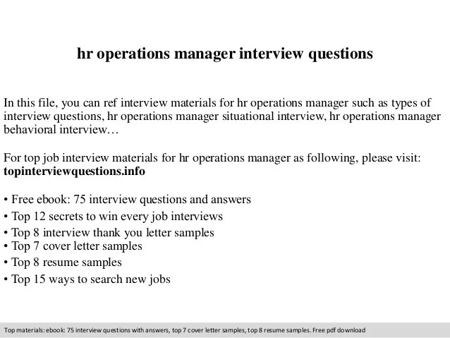 Hr operations manager interview questions