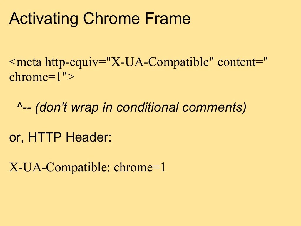 Activating Chrome Frame