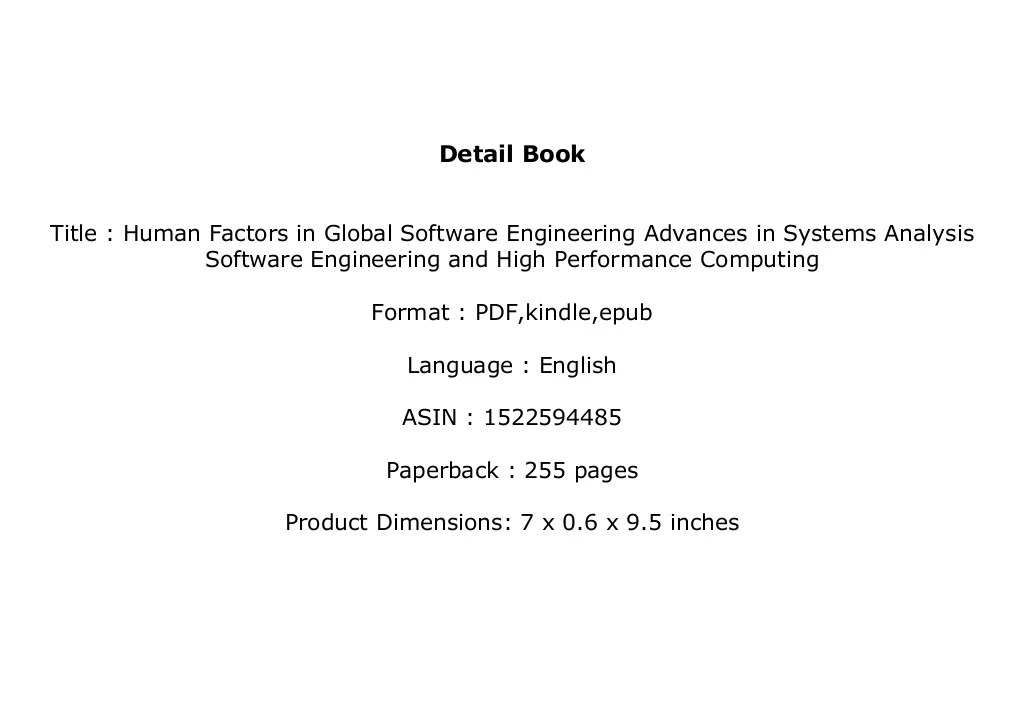 ebook_ Human Factors in Global Software Engineering Advances in Syst…