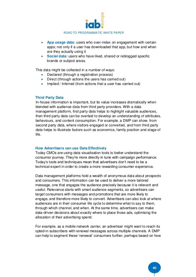 Road to Programmatic An IAB Europe White Paper