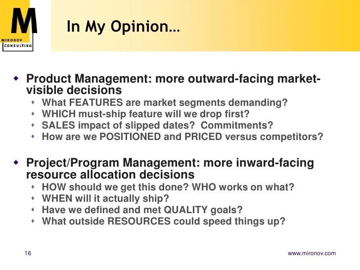 Product vs Program/Project Management