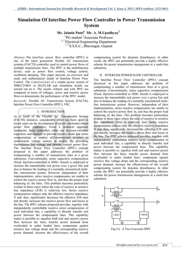 Simulation Of Interline Power Flow Controller in Power Transmission