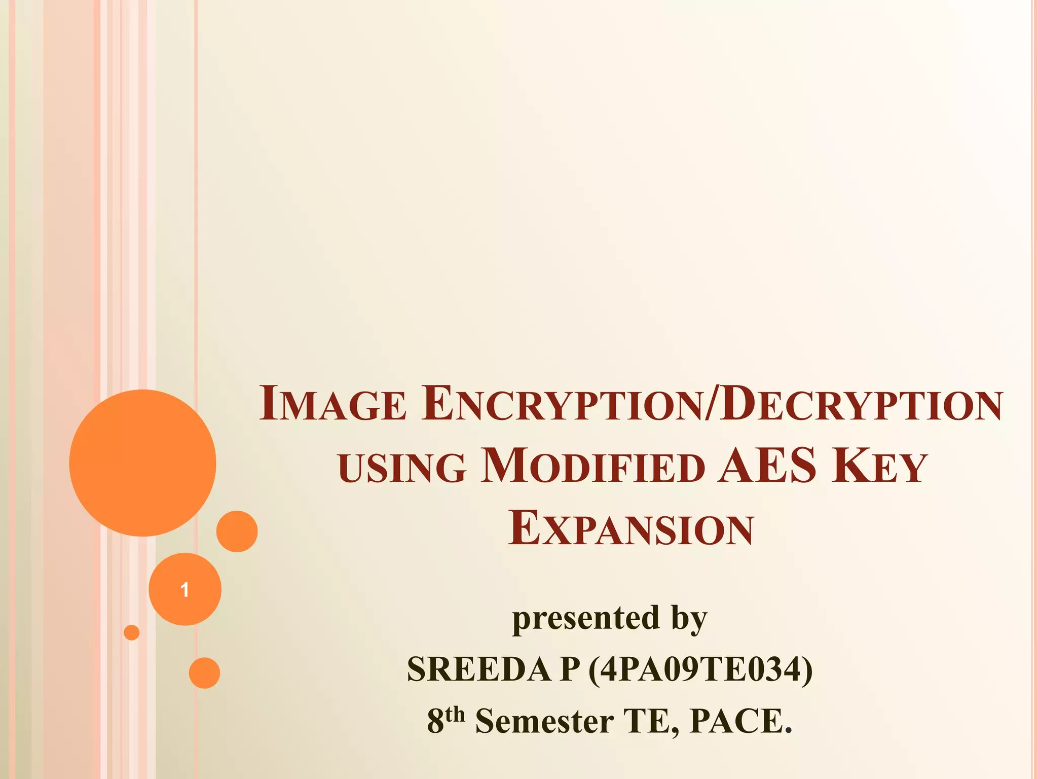 Image encryption using aes key expansion PPT