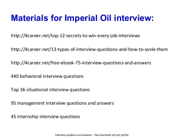 Imperial oil interview questions and answers