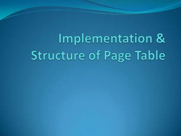 Implementation of page table