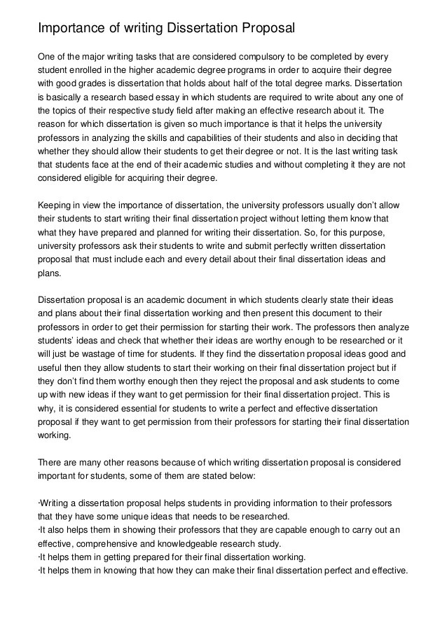 Importance of writing Dissertation Proposal