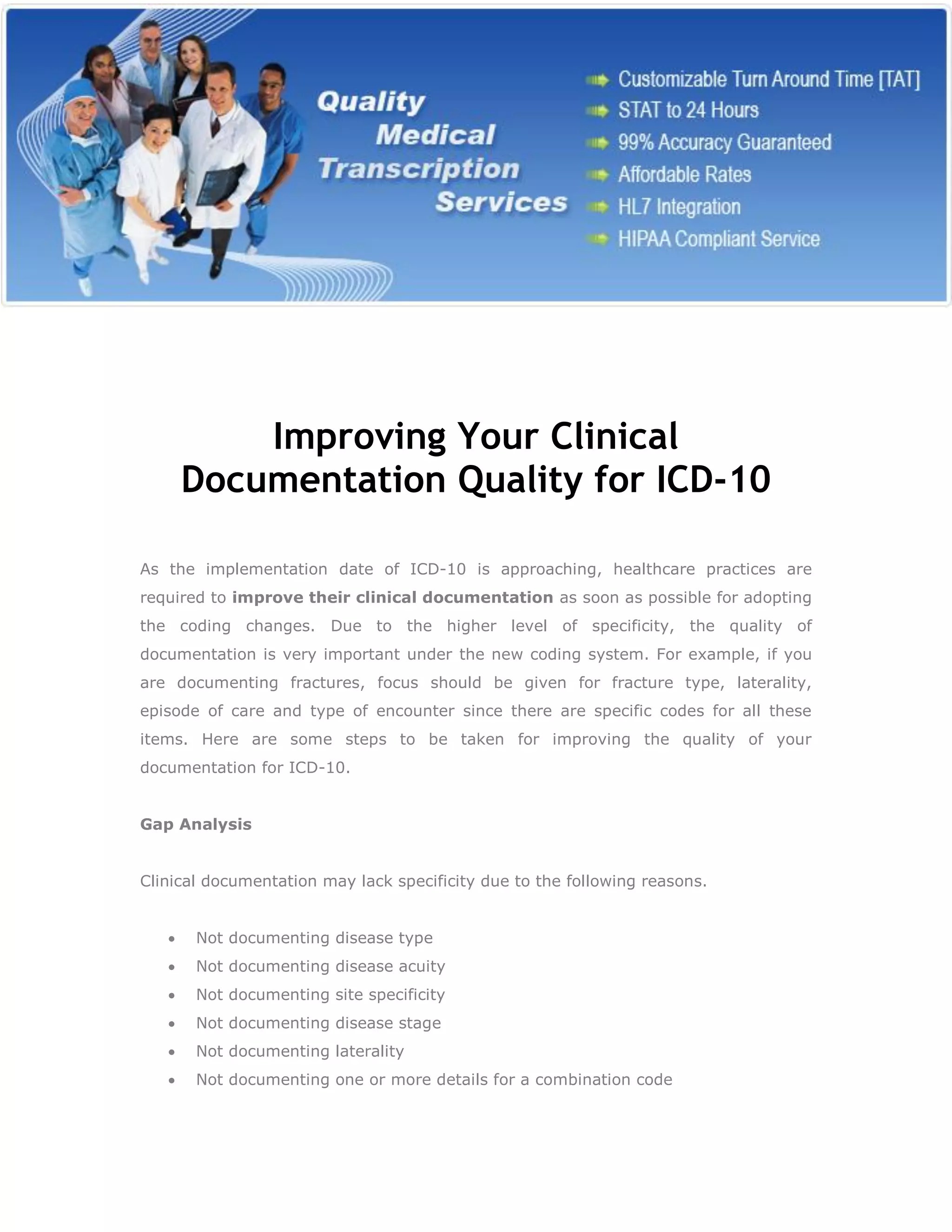Improving Your Clinical Documentation Quality for ICD10 PDF