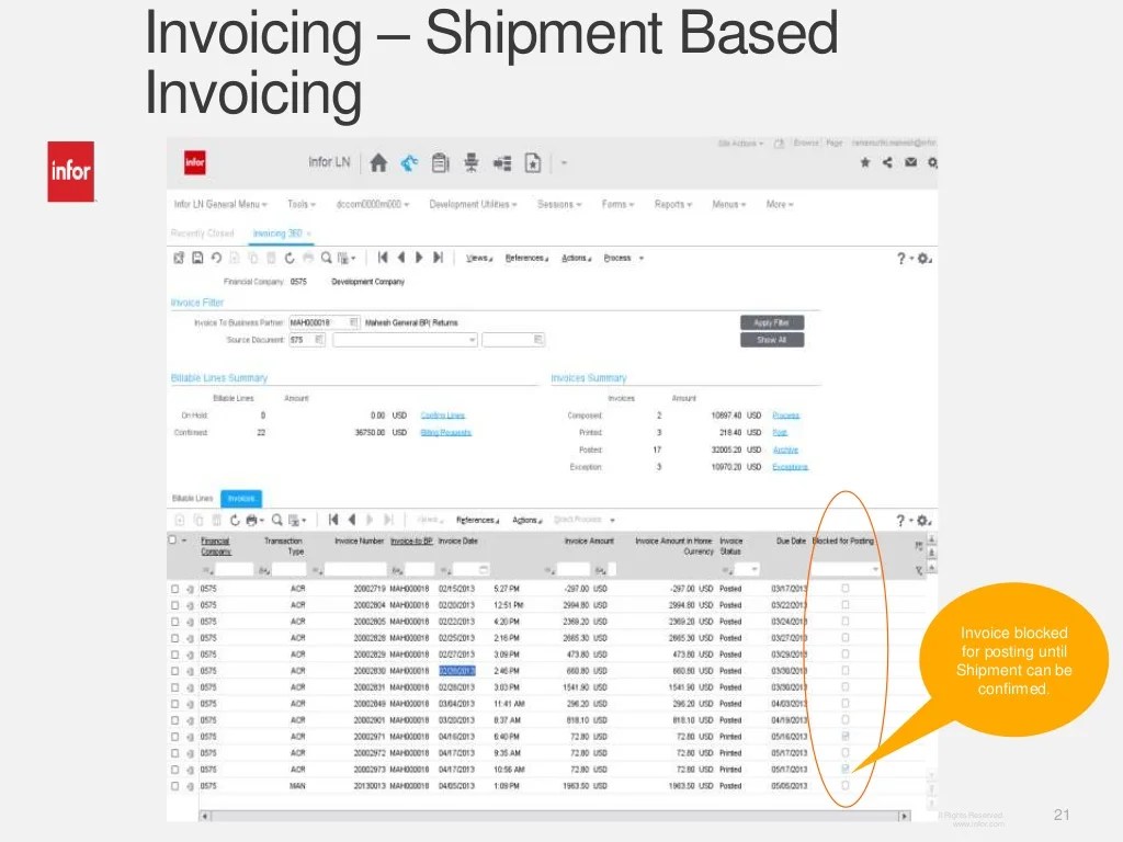 Infor ERP LN Training Learn New Central Invoici…