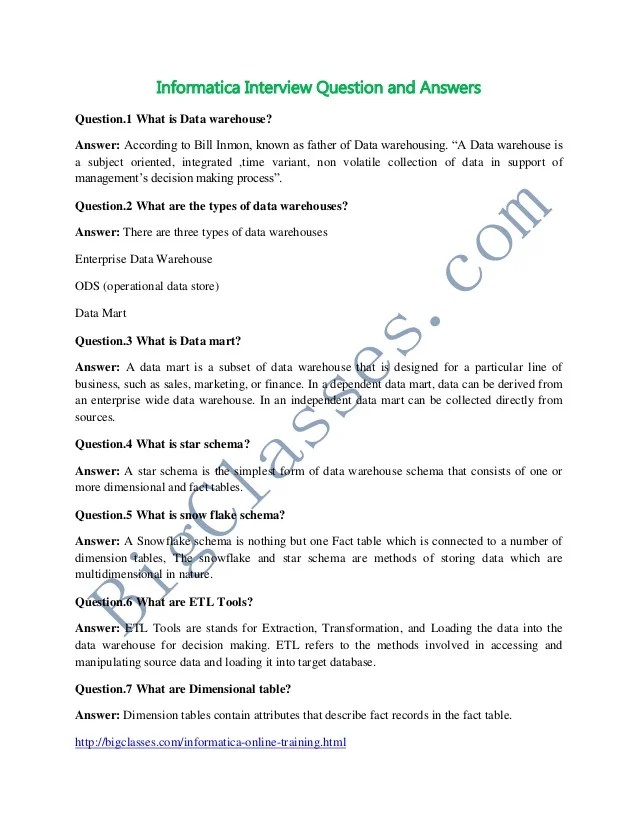 Informatica interview questions and answersInformatica Faqs 2014