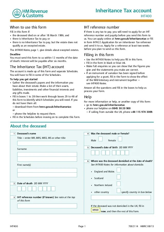 Inheritance tax account 0 iht400 by Keyconsulting UK