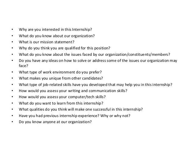 Internship interview questions and answers