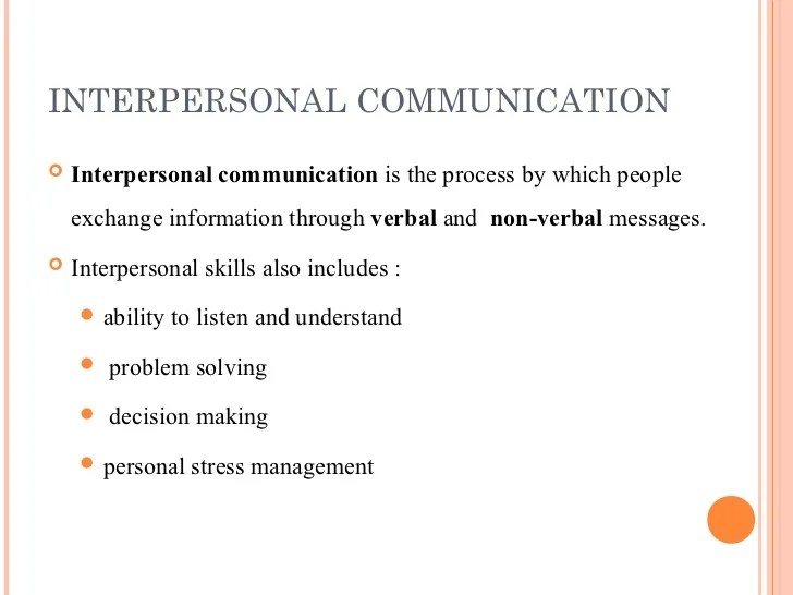 Interpersonal communication