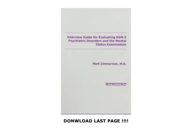 [BEST BOOKS] Interview Guide for Evaluation of DsmV Disorders by Zi…
