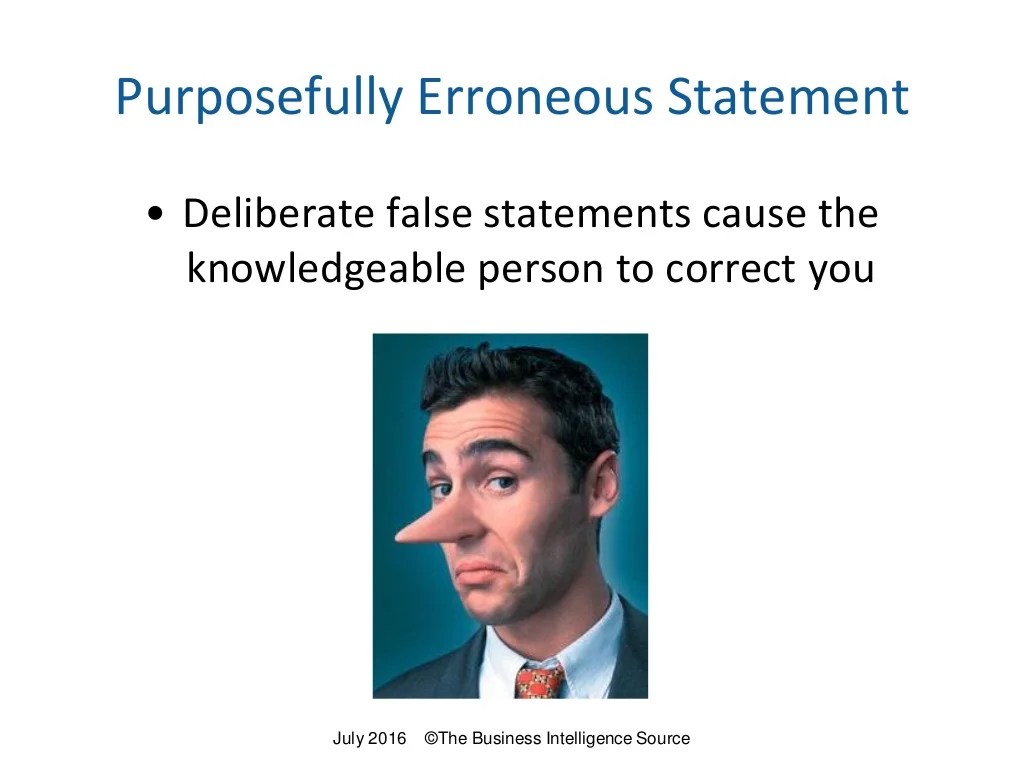 Purposefully Erroneous Statement • Deliberate