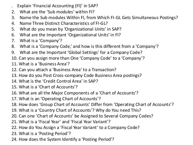 Interview questions and answers for sap financial accounting