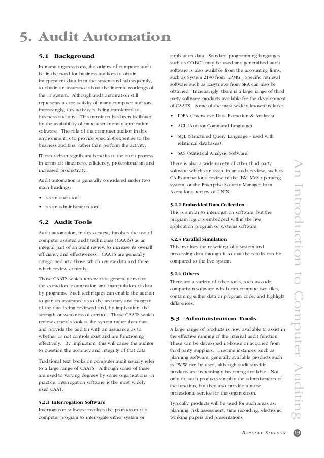 Computer Audit an Introductory