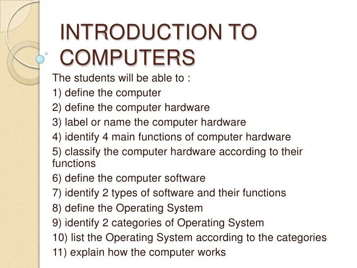 CHAP 1 INTRODUCTION TO COMPUTERS