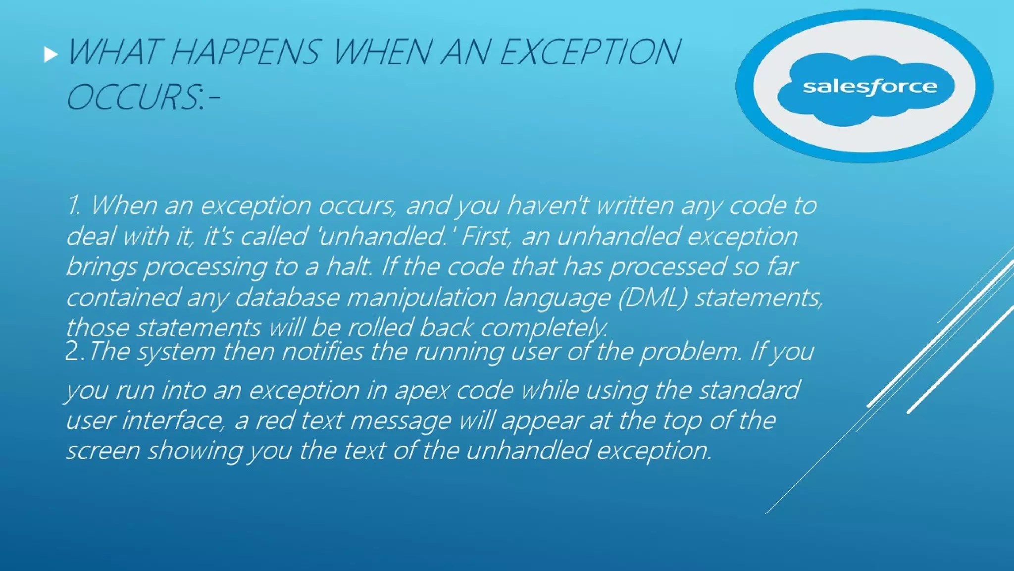 Introduction to exception handling in apex PPT