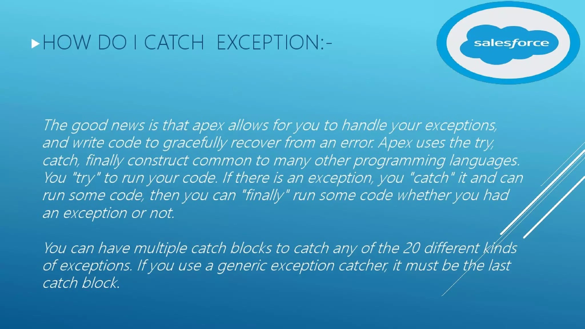 Introduction to exception handling in apex PPT