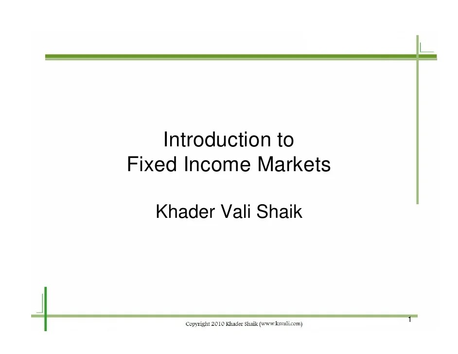 Introduction To Fixed Markets