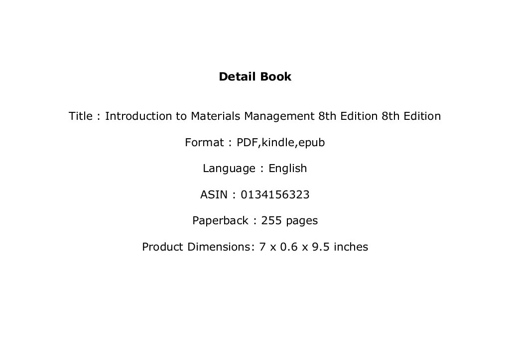 paperback_ Introduction to Materials Management 8th Edition 8th Edit…