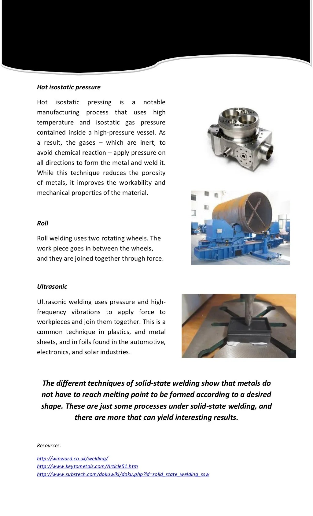 Introduction to solid state welding processes