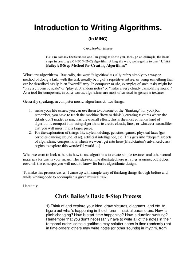 Introduction to writing algorithms