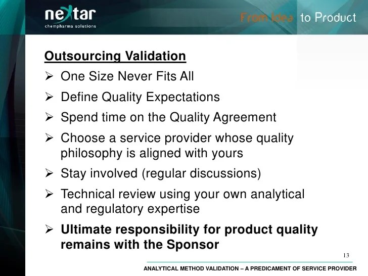 ANALYTICAL METHOD VALIDATION A PREDICAMENT OF SERVICE