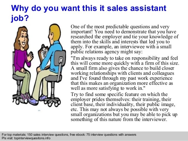 It sales assistant interview questions and answers