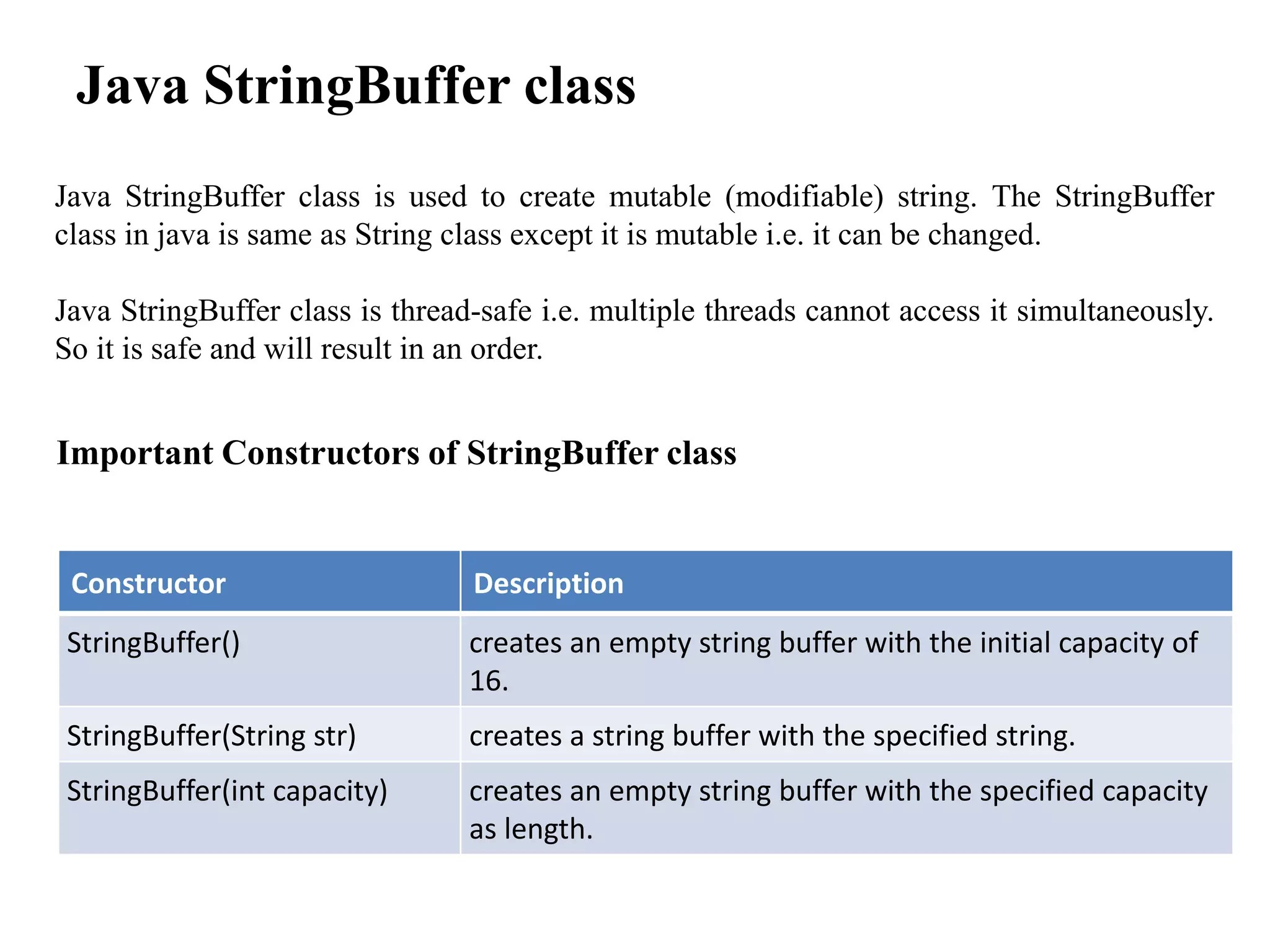 Java string , string buffer and wrapper class PPT