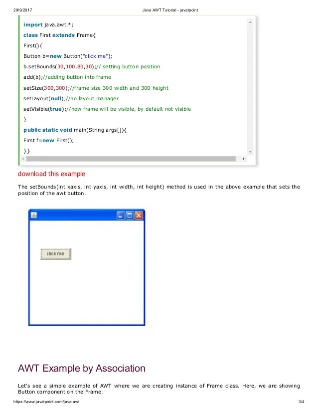 Java awt tutorial javatpoint